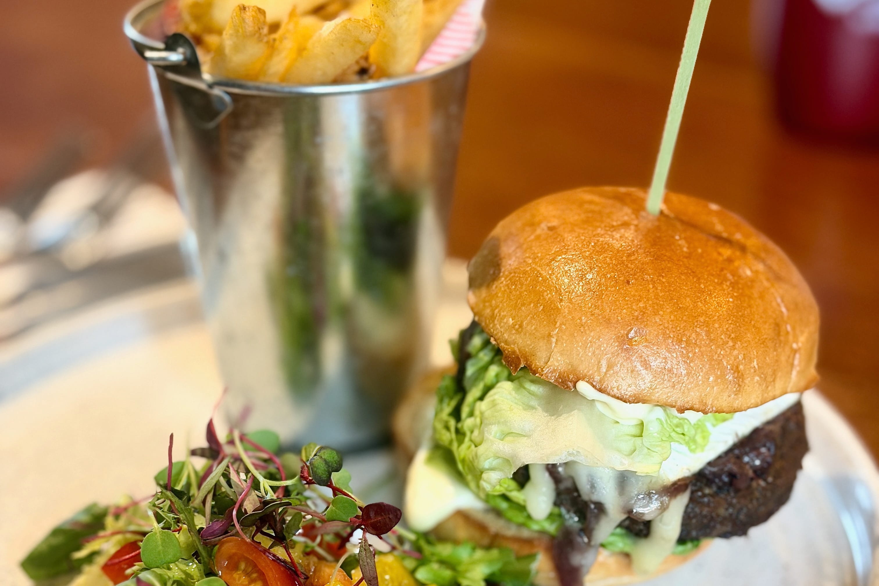 Wagyu burger with fries